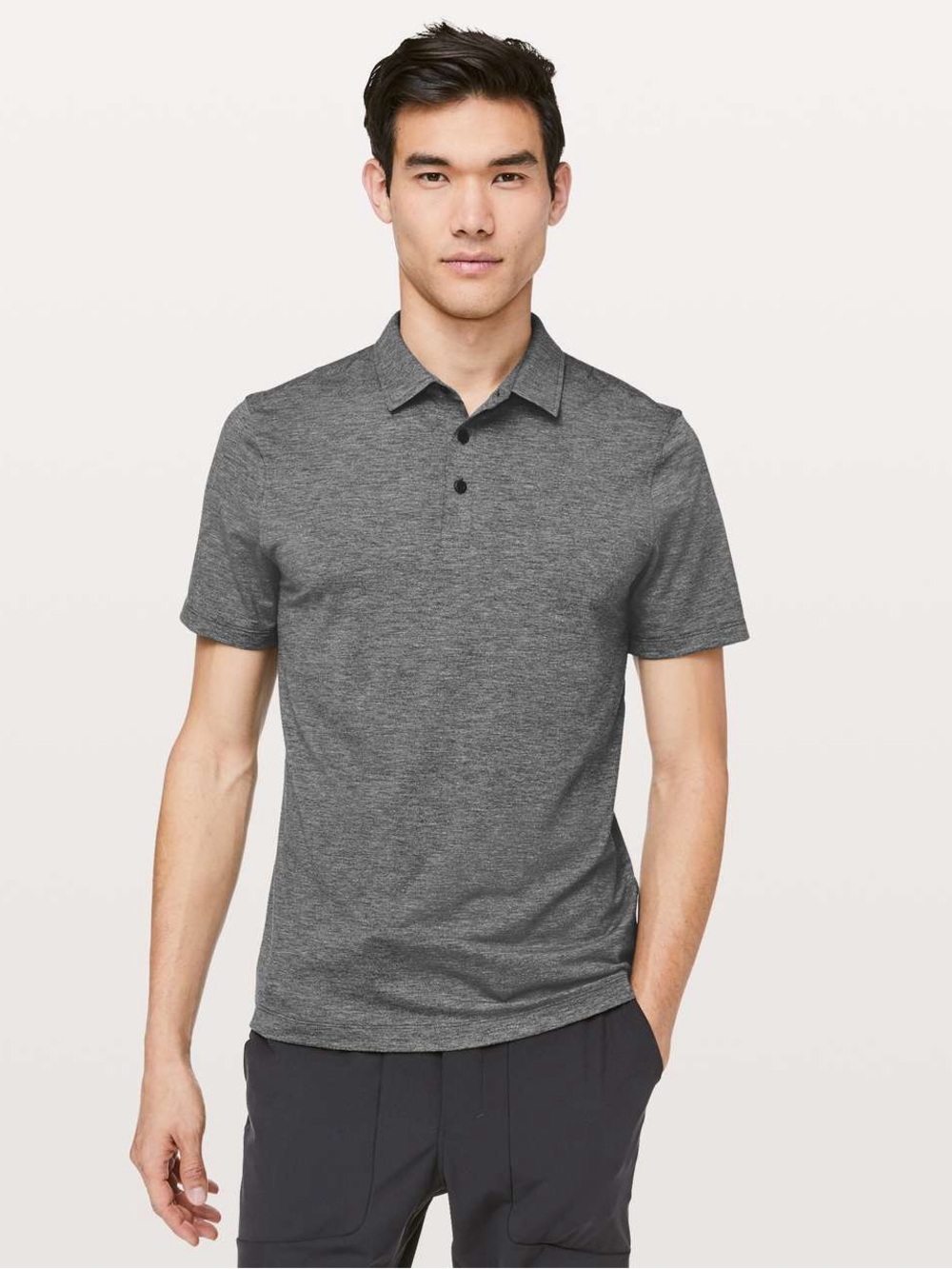 Lululemon Mens Evolution Polo Gray Short Sleeve Collared Shirt Size Large *1137